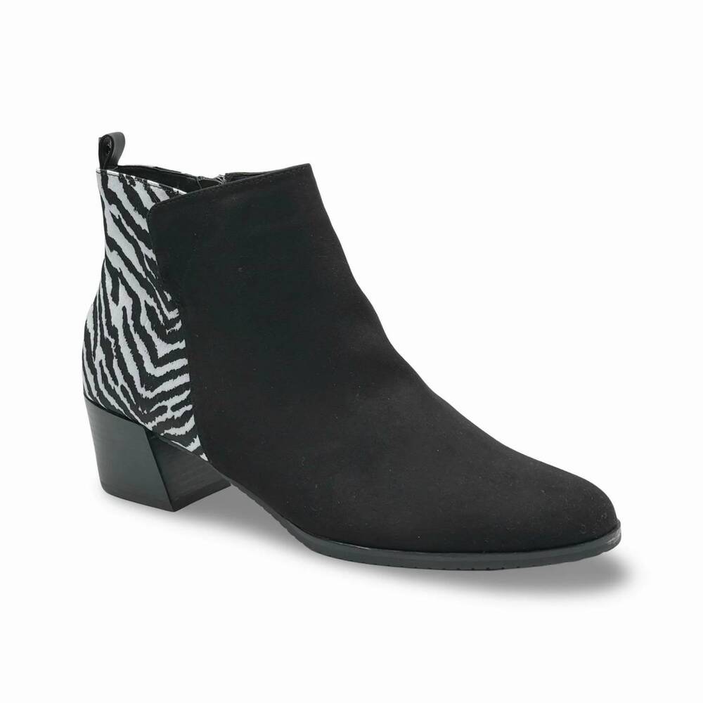 NEW J. RENEE women's halsie zebra print booties in black / white
